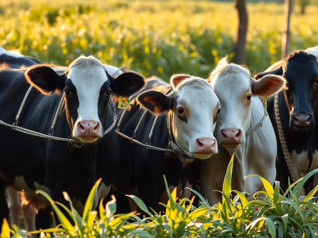Vaches laitières buvant ensemble à un abreuvoir automatique, montrant l'accès simultané au pâturage.