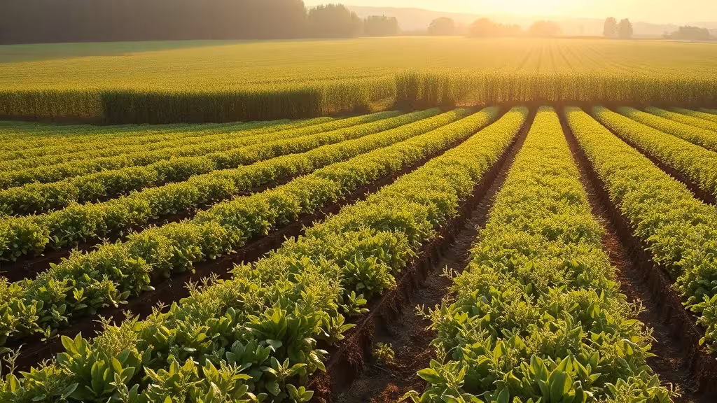 Champ agroécologique avec couverts et haies naturelles, agriculture durable en pratique