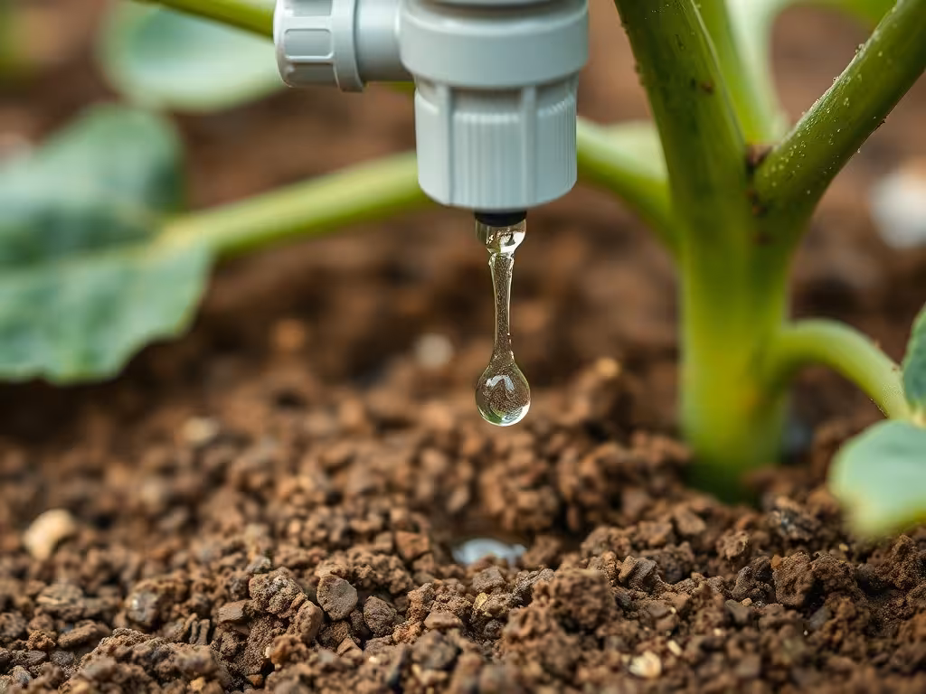 Système de goutte-à-goutte irriguant précisément une courgette