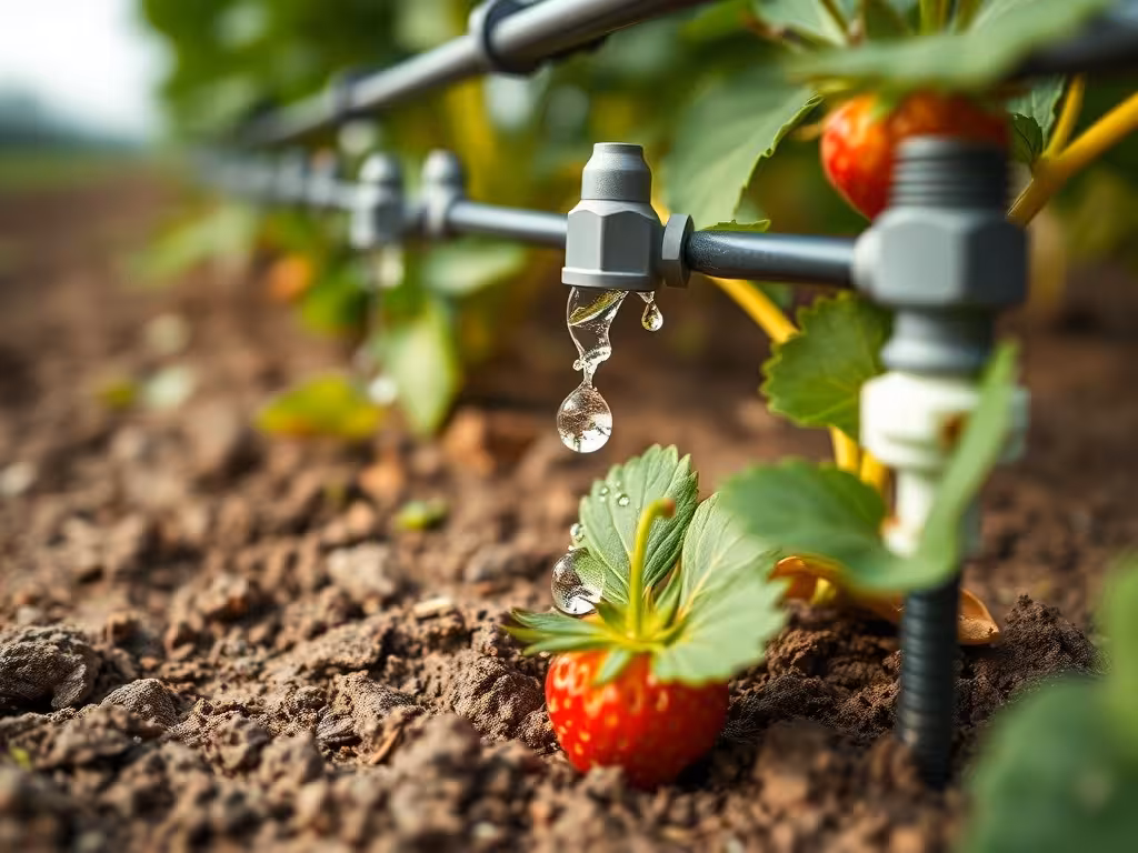 Système de goutte-à-goutte au pied de plants de fraisiers