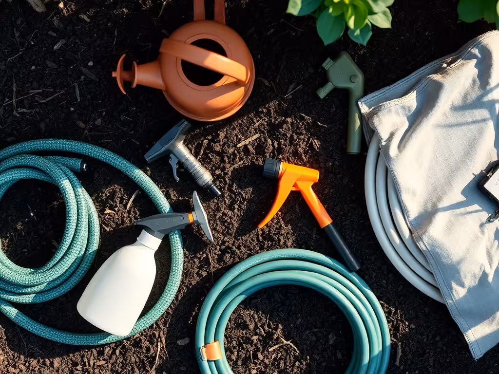 Outils d'arrosage pour jardins : arrosoir, tuyau goutte à goutte, pulvérisateur et accessoires