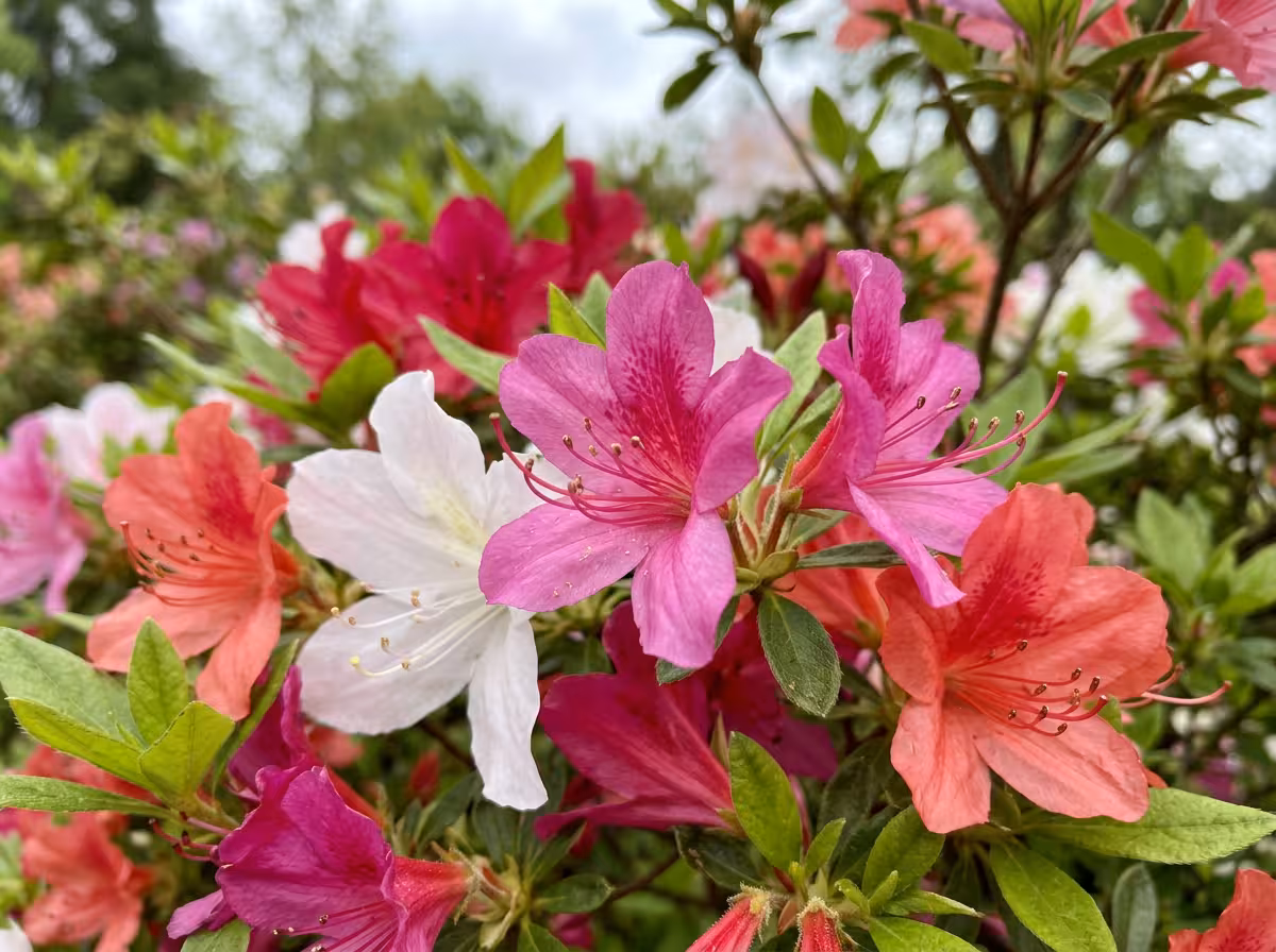 Gros plan de fleurs azalée en pleine floraison