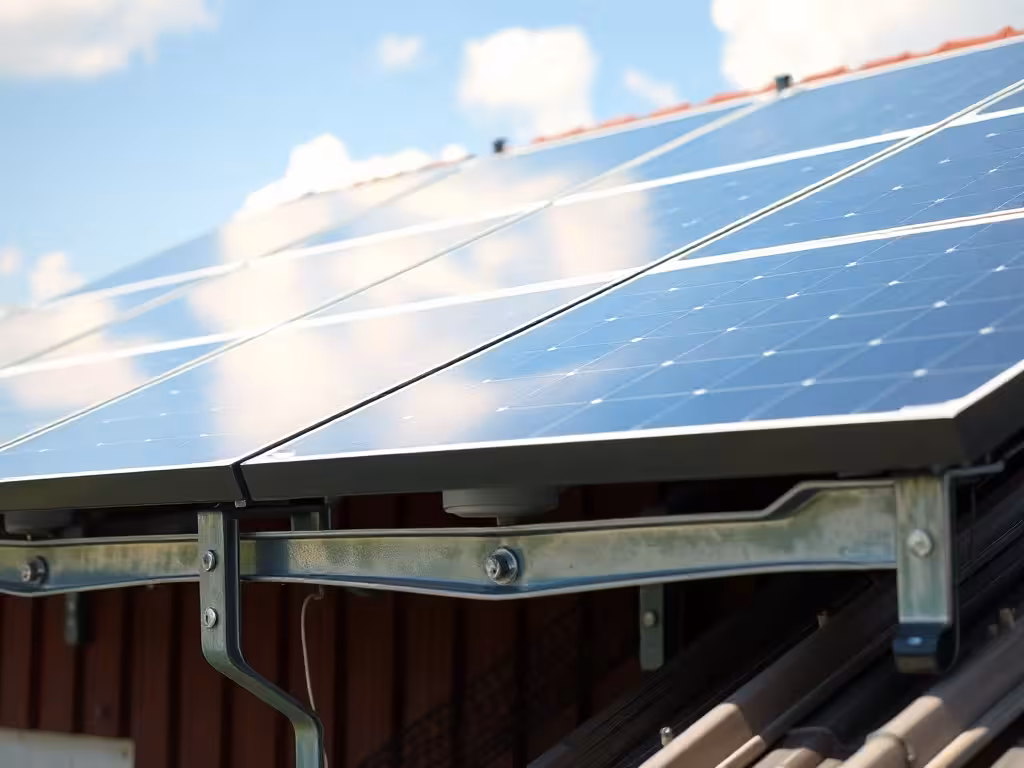 Détail technique de l'installation photovoltaïque sur un hangar agricole
