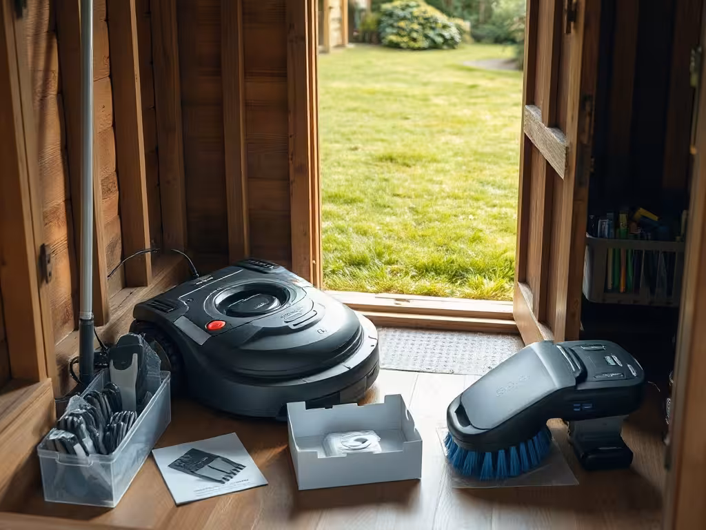 Entretien et coût d'usage d'un Navimow avec station de charge et accessoires.