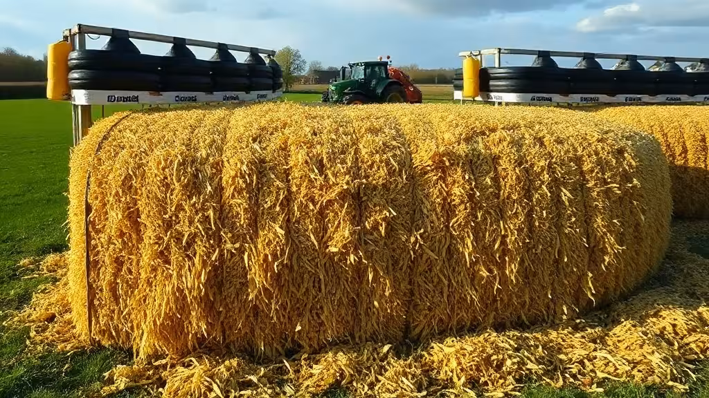 Silo ensilage stockage en couloir avec bâche lestée et front d’attaque propre