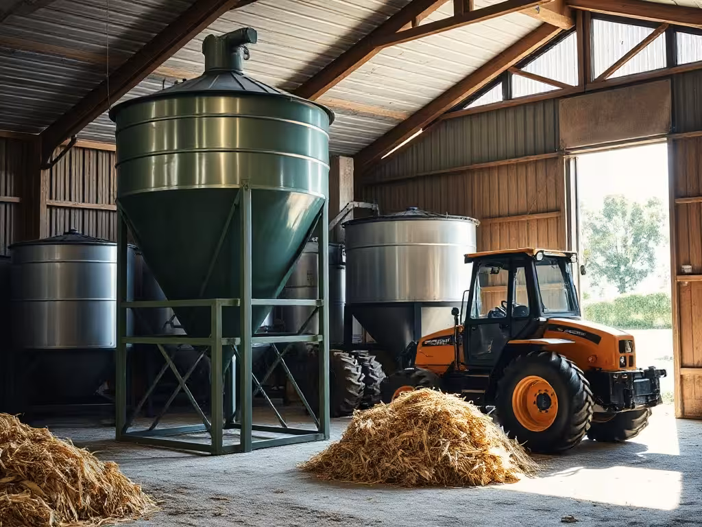 Capacité d’une trémie distributrice aliment adaptée à la ration et à la taille du troupeau.